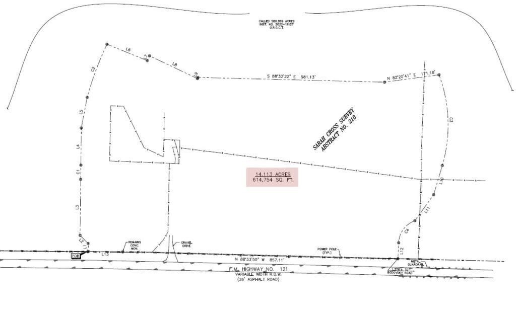 Property boundary survey map with measurements