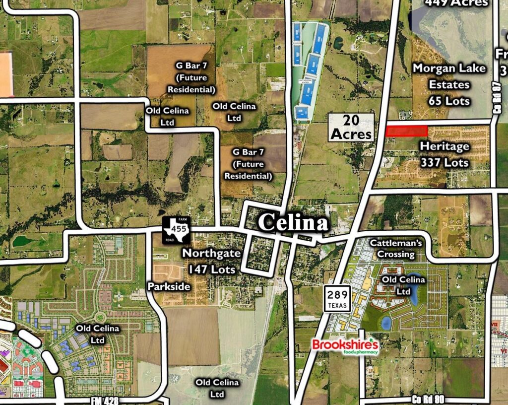 Map of acres of land in Celina